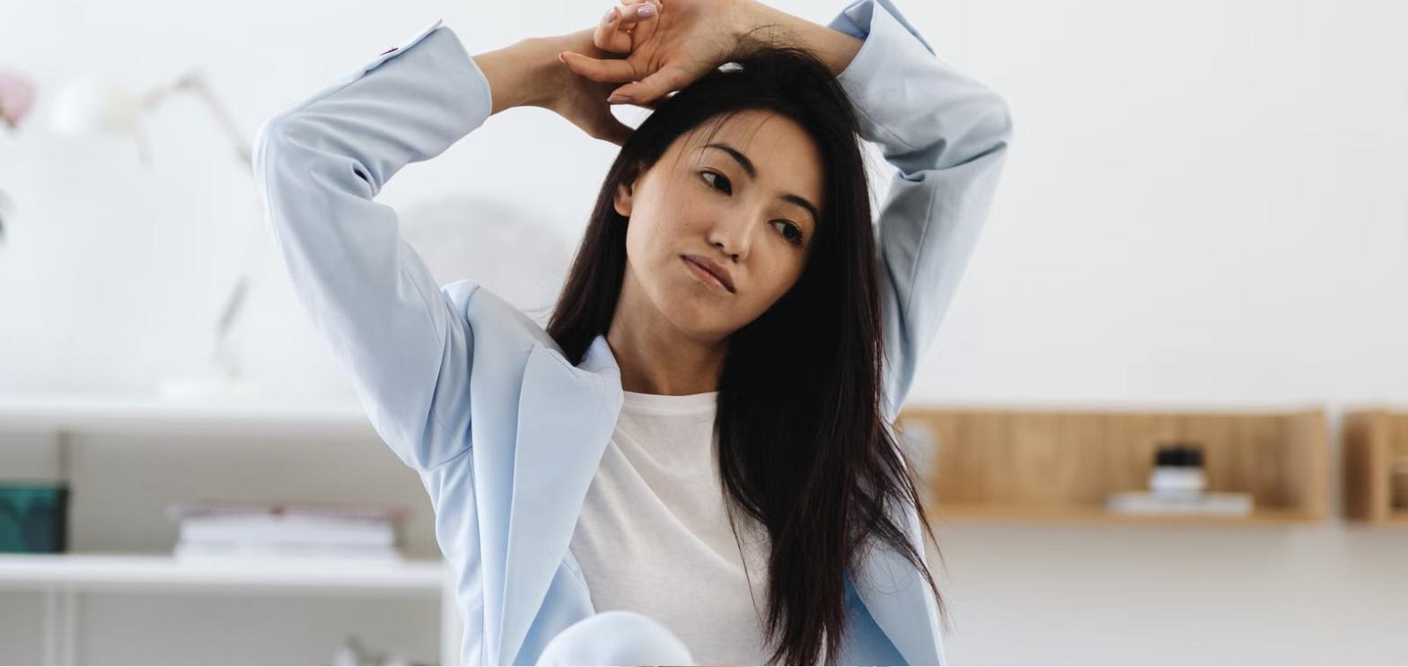 Relieving desk tension with a simple stretch